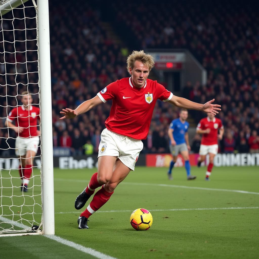 Erling Haaland scoring a goal in the FA Cup