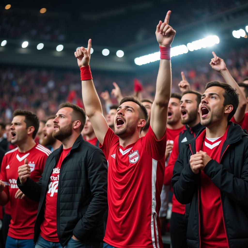 Erling Haaland Fans Singing Chants During a Football Match