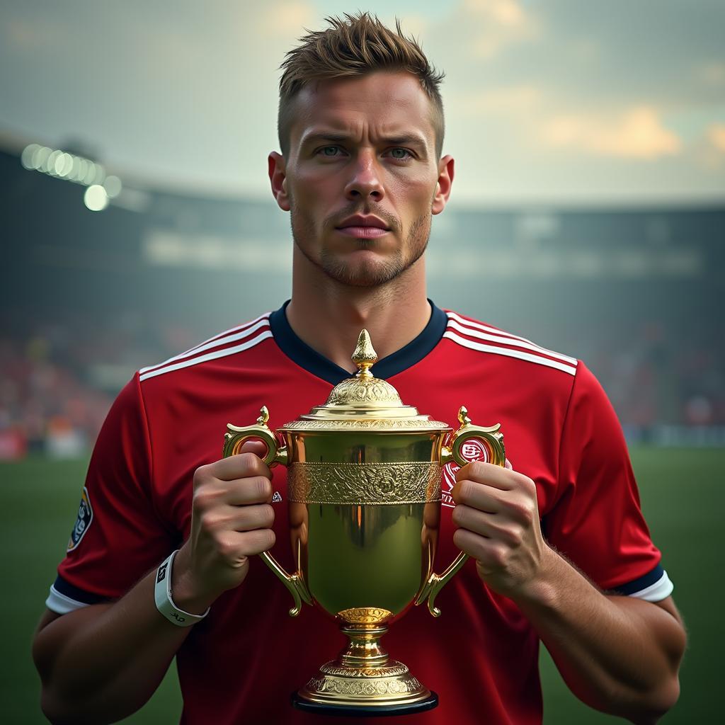 Erling Haaland holding a trophy