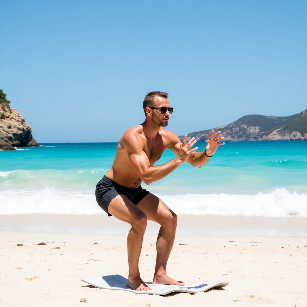 Erling Haaland training on a beach in Ibiza