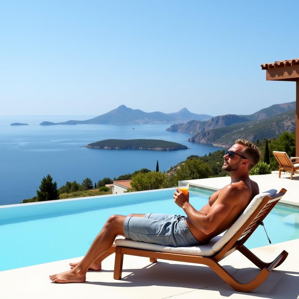 Erling Haaland relaxing at a luxurious villa in Ibiza