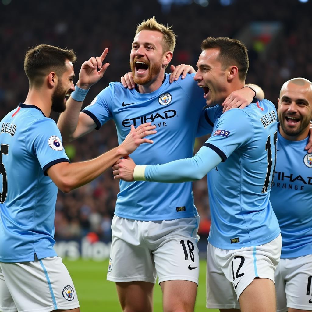 Erling Haaland Celebrating a Goal for Man City