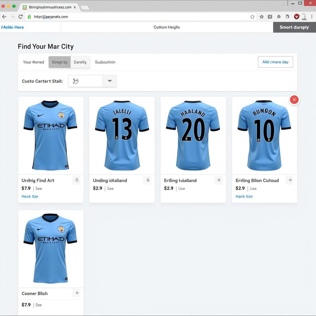 Fans browsing Erling Haaland Man City jerseys in an online store