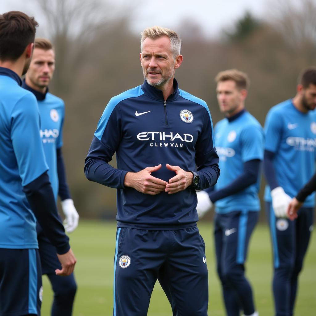 Erling Haaland training with Man City teammates