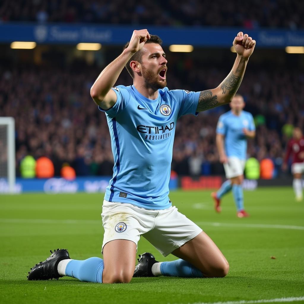 Erling Haaland celebrating a goal for Manchester City in the Premier League