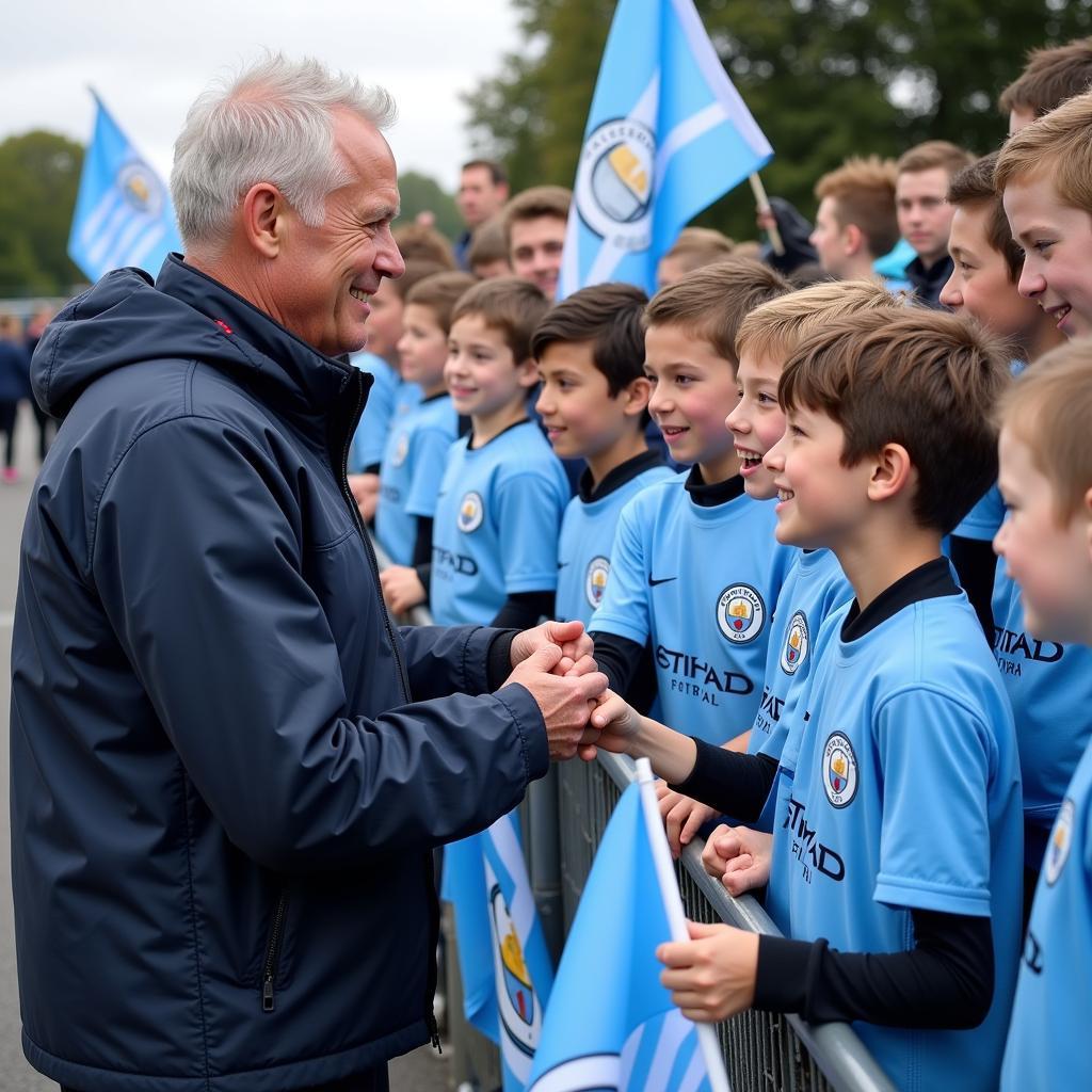 Erling Haaland meeting and greeting fans after a match