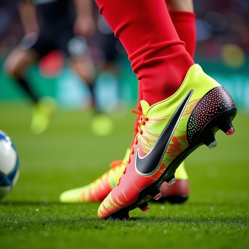 Erling Haaland wearing his Nike boots during a match.