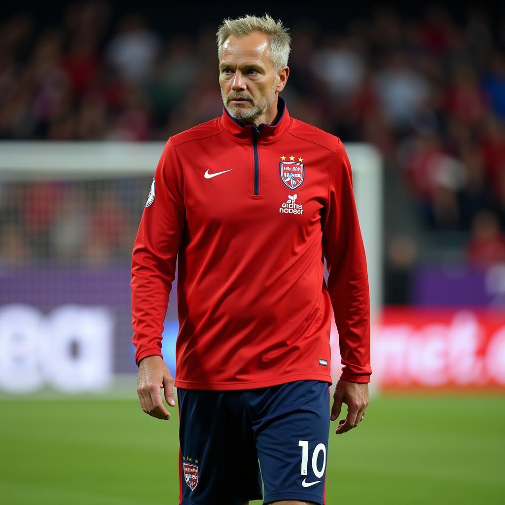 Haaland looking focused during a Norway match