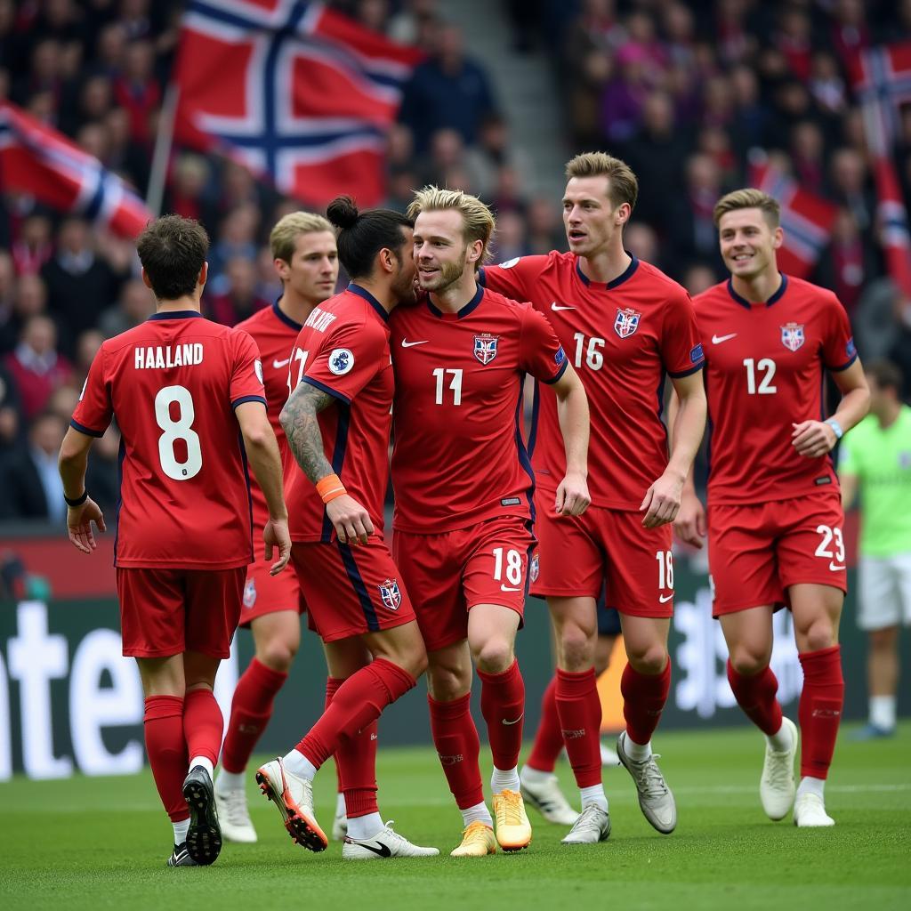 Erling Haaland playing for the Norway national team