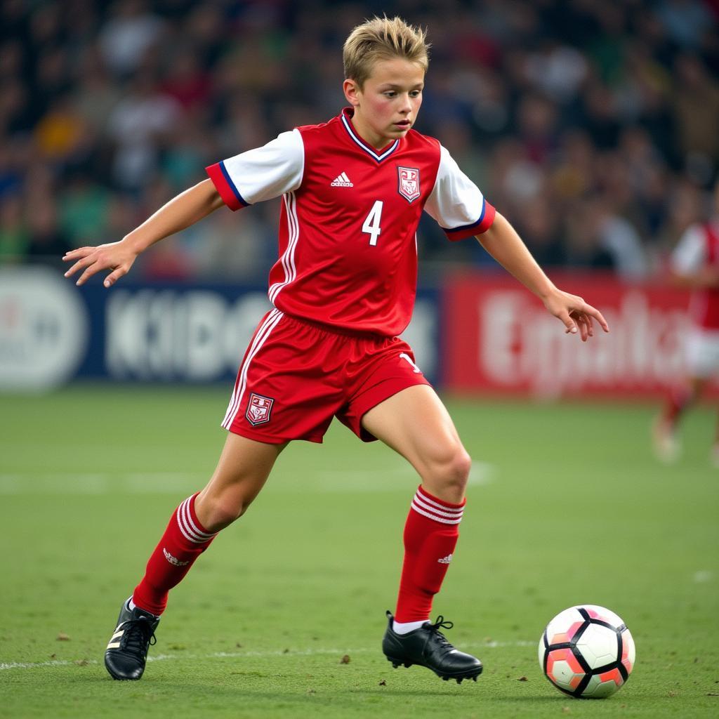 Haaland playing for Norway's youth team