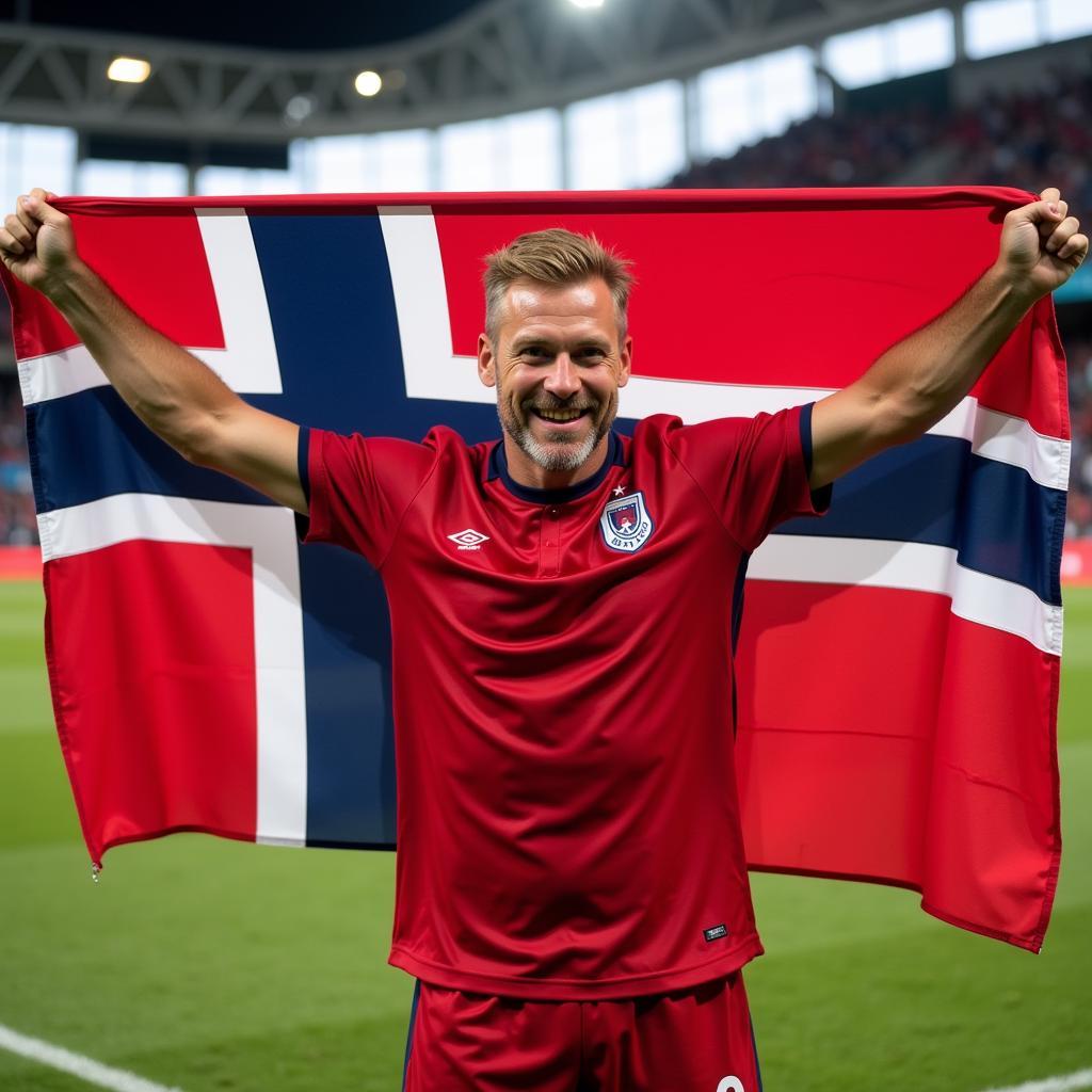 Erling Haaland with the Norwegian Flag