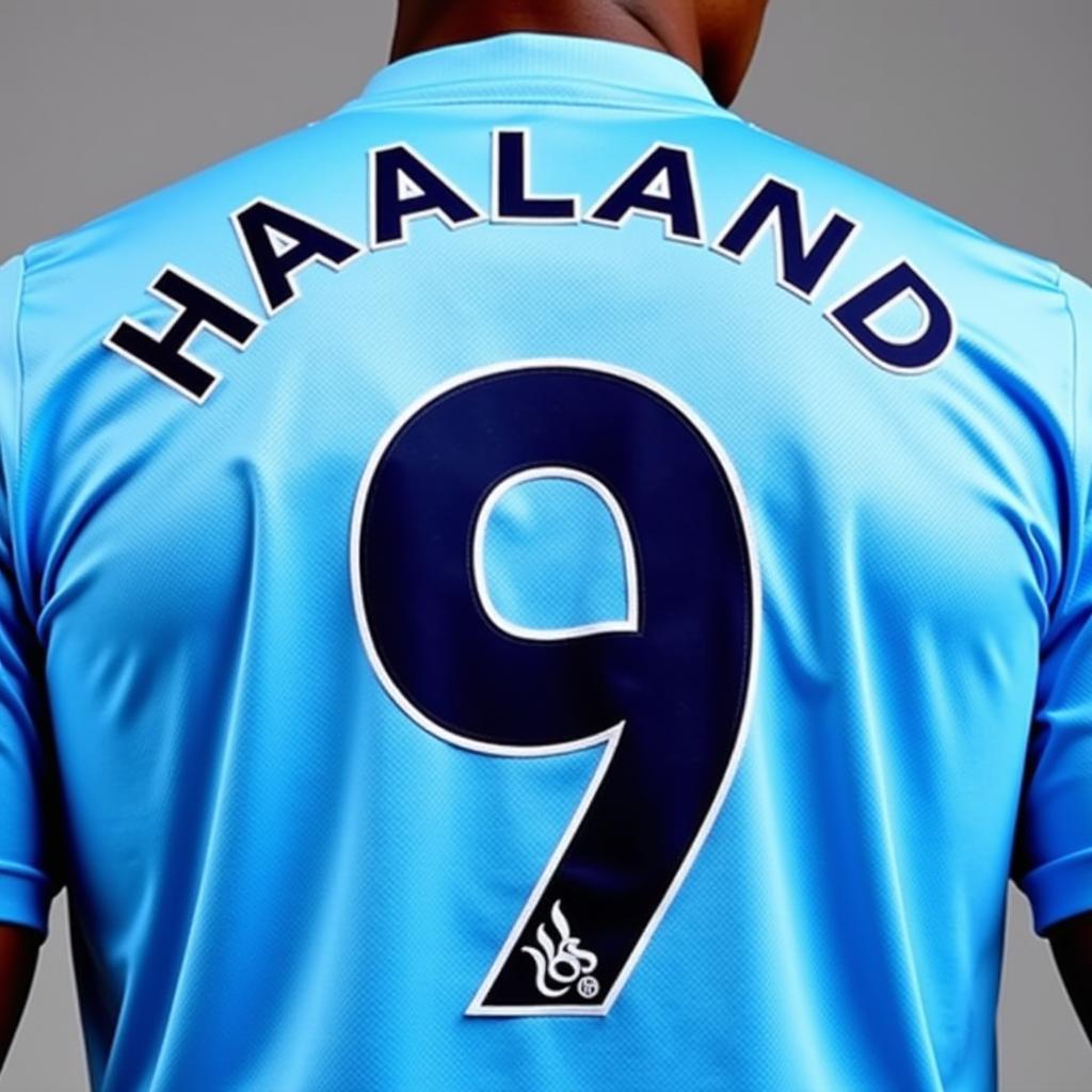 Erling Haaland Spelling - A close-up of a jersey with the correct spelling of Erling Haaland.