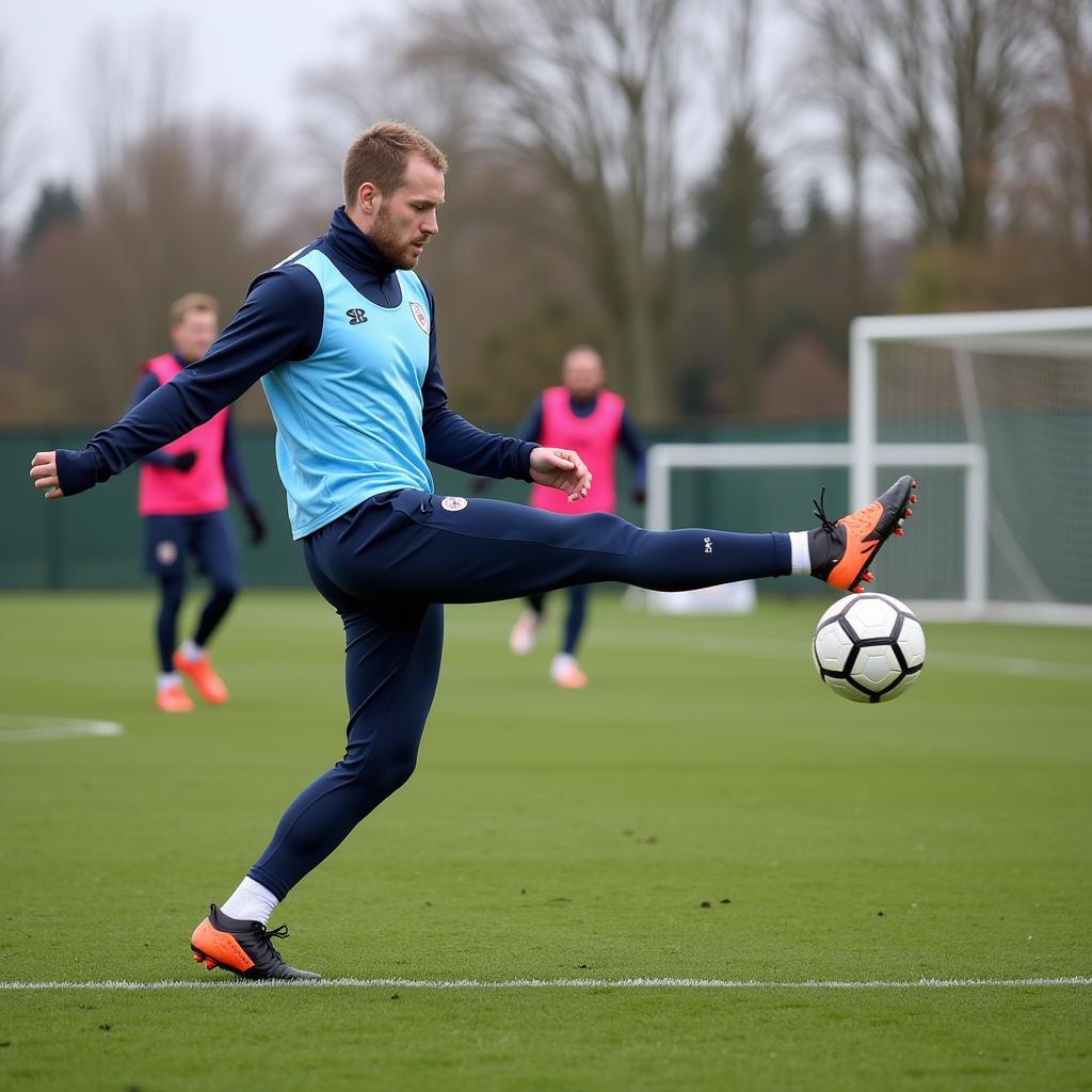 Erling Haaland practicing finishing drills