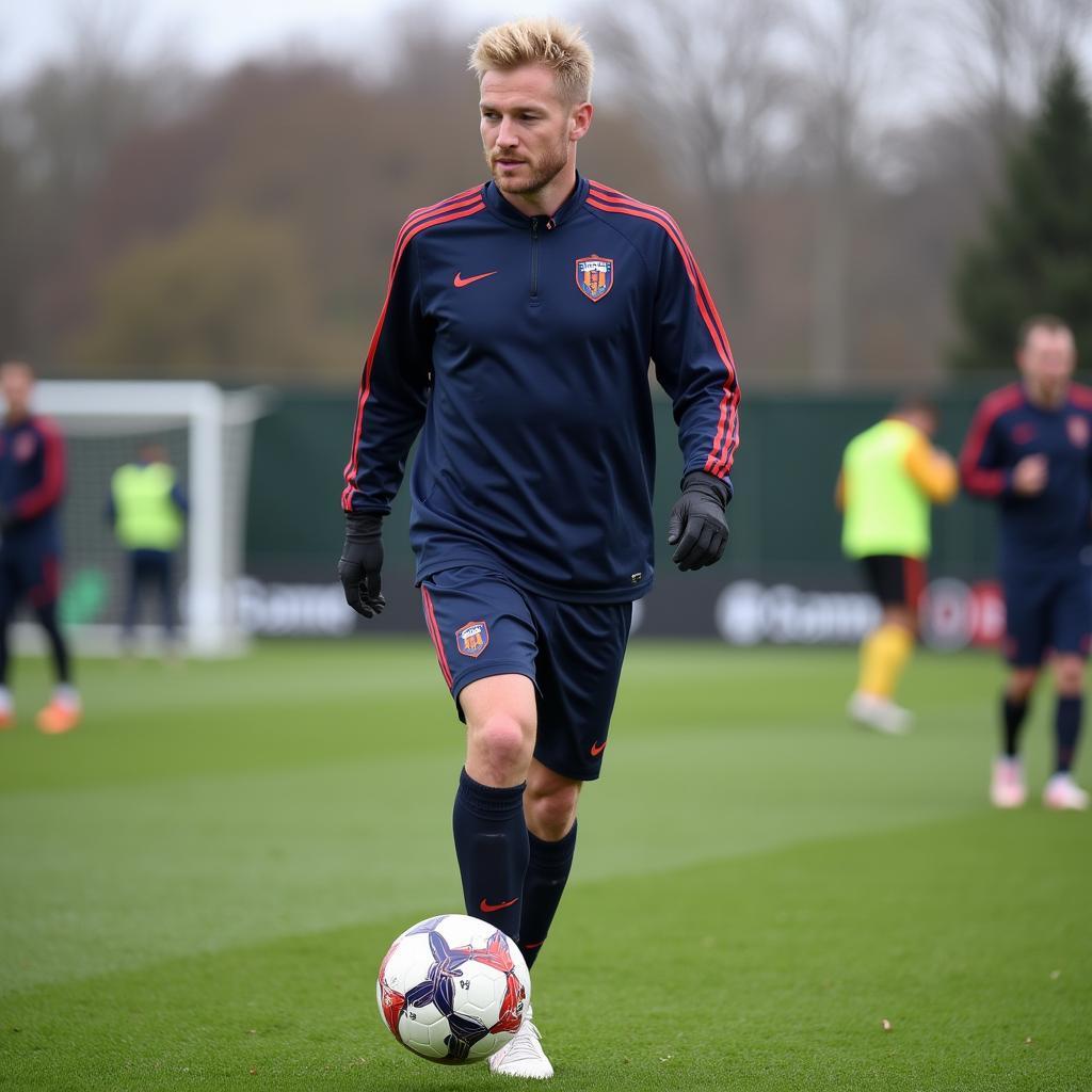 Erling Haaland participates in a training session, displaying his dedication to fitness and skill development.