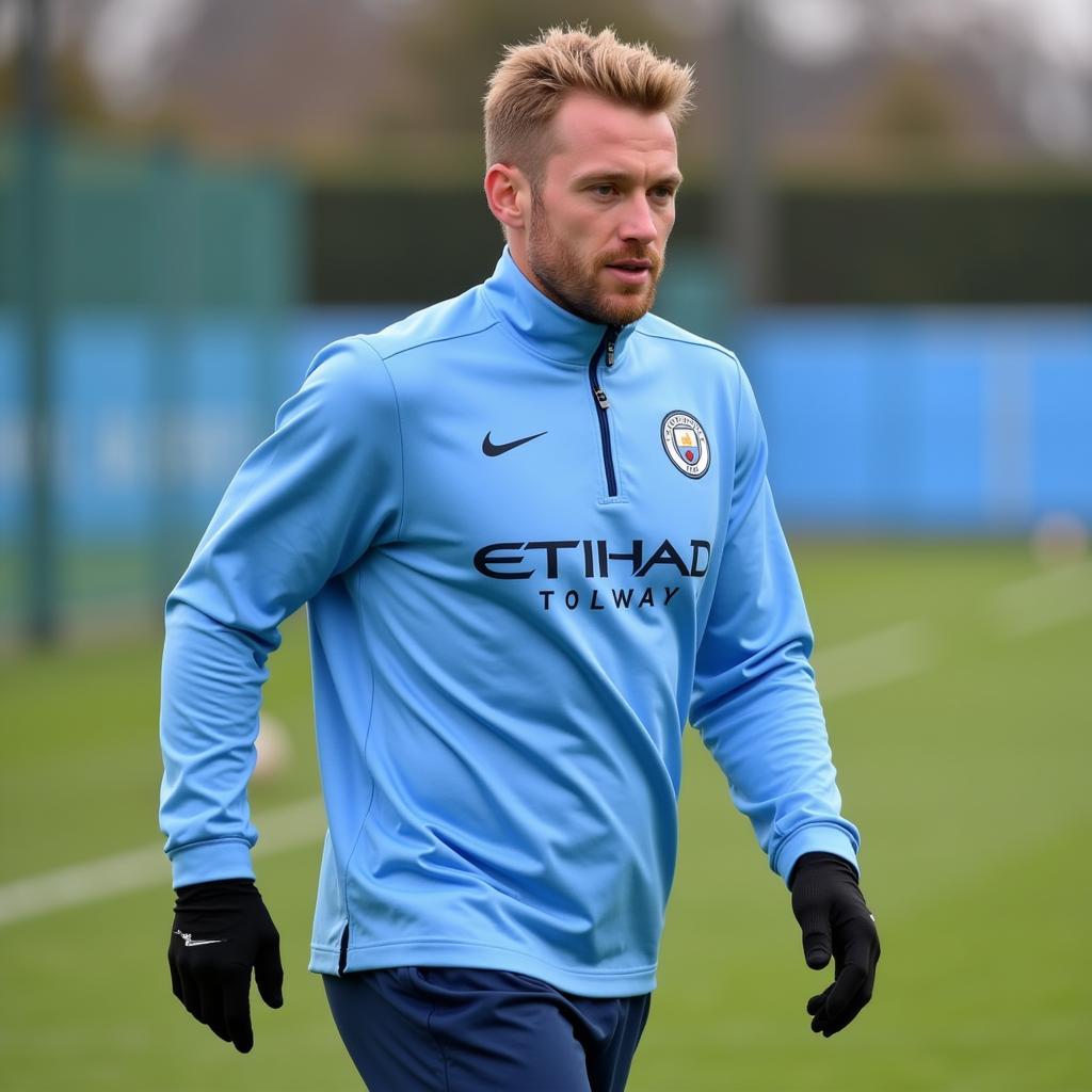 Erling Haaland during a training session with Manchester City