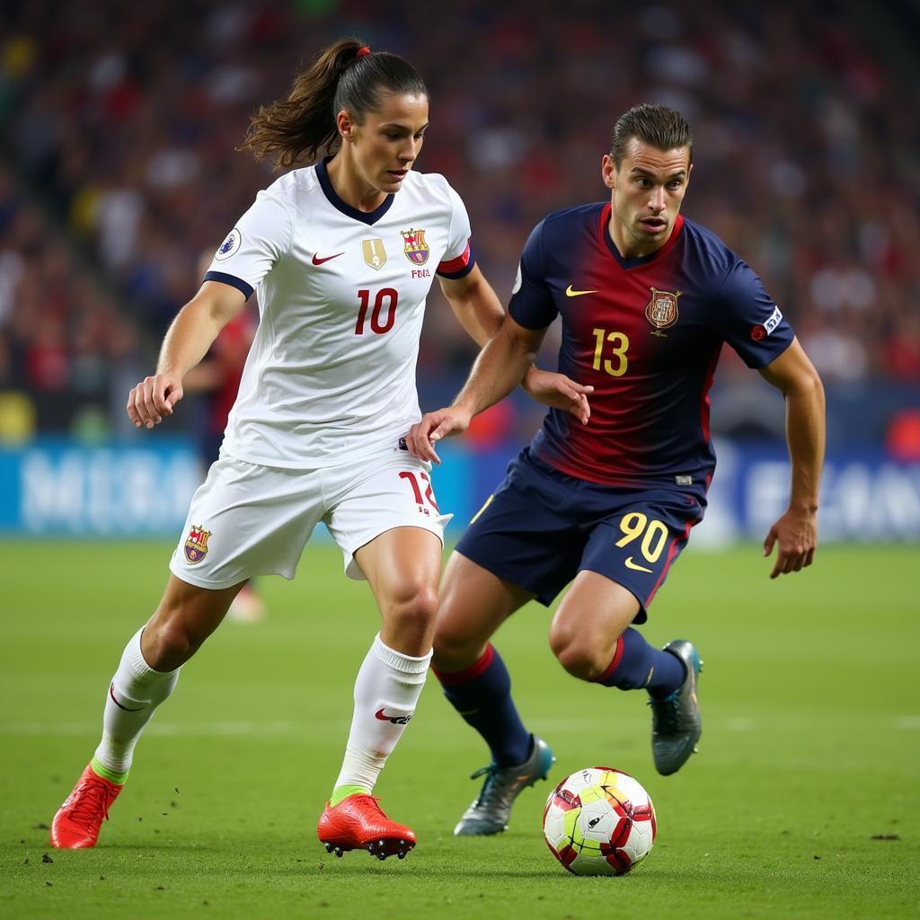 European Football Player Dribbling the Ball