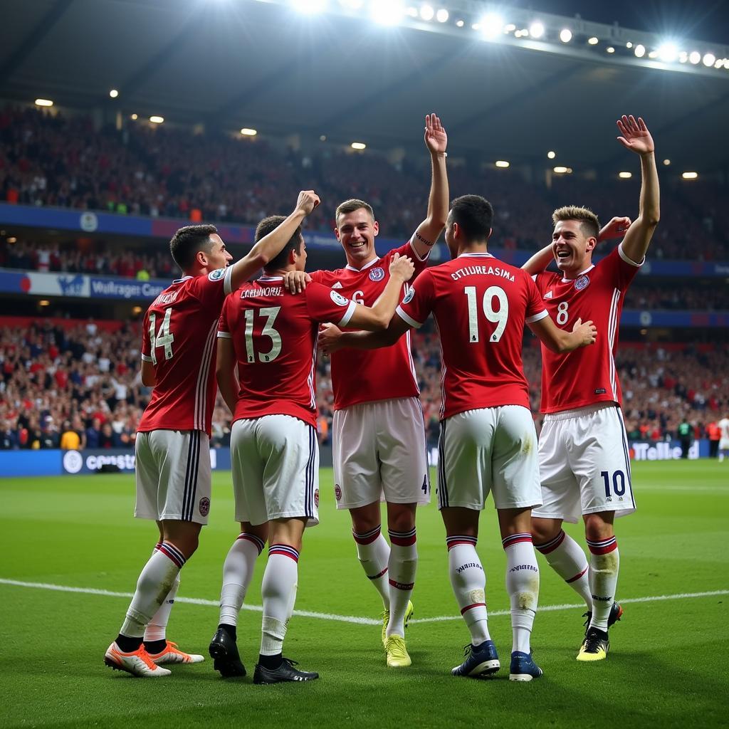 European Football Players Celebrating a Victory