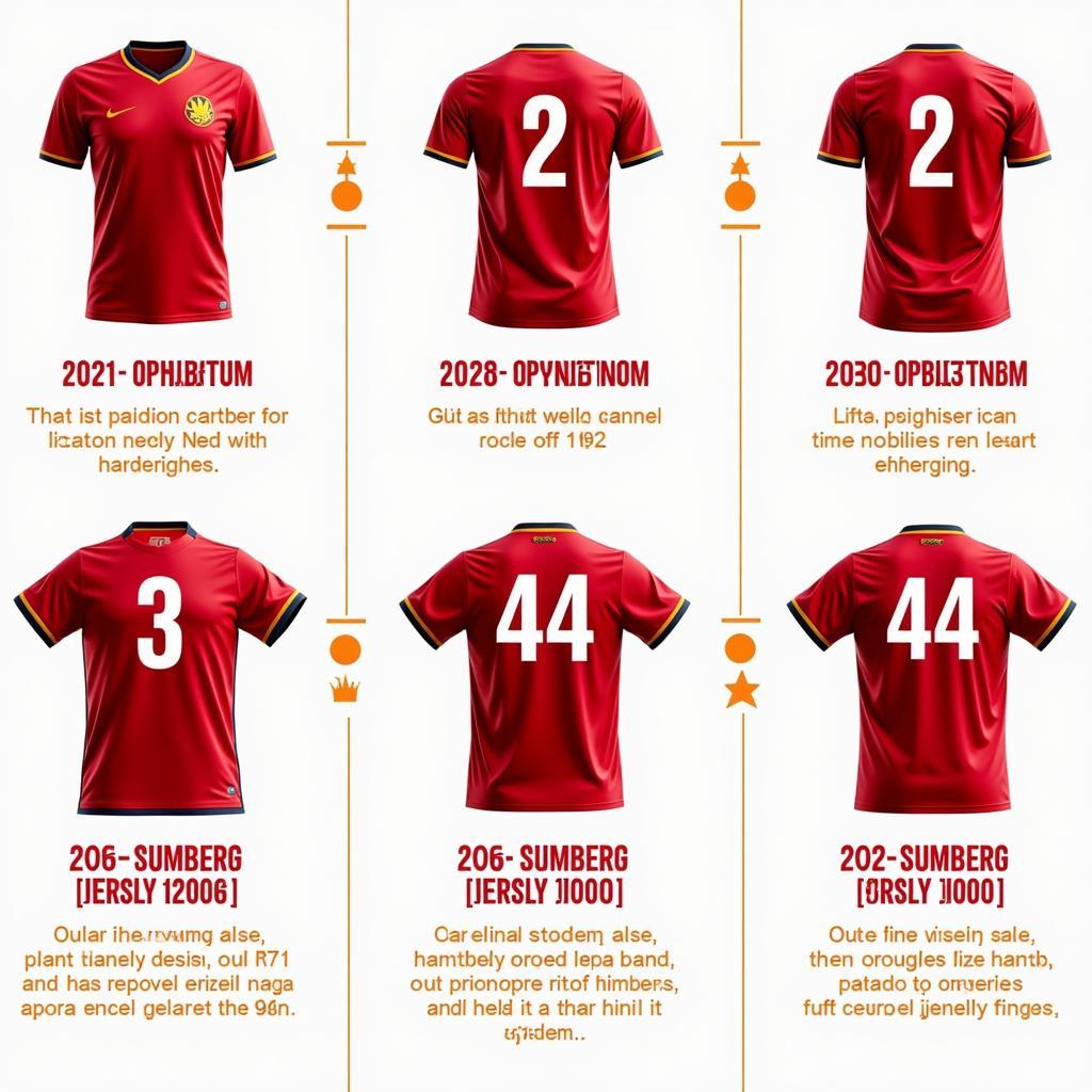 A collage showing the evolution of U23 Vietnam jerseys over the years