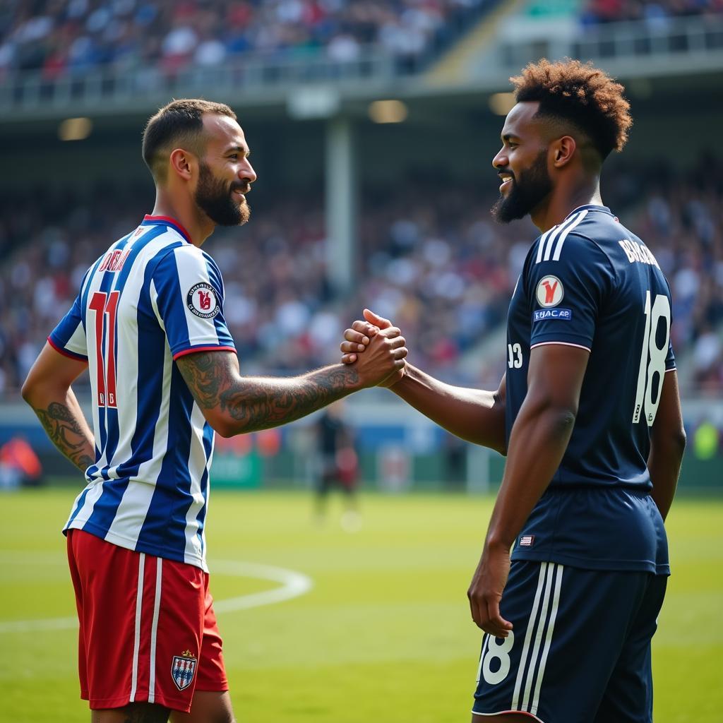 Players shaking hands demonstrating fair play