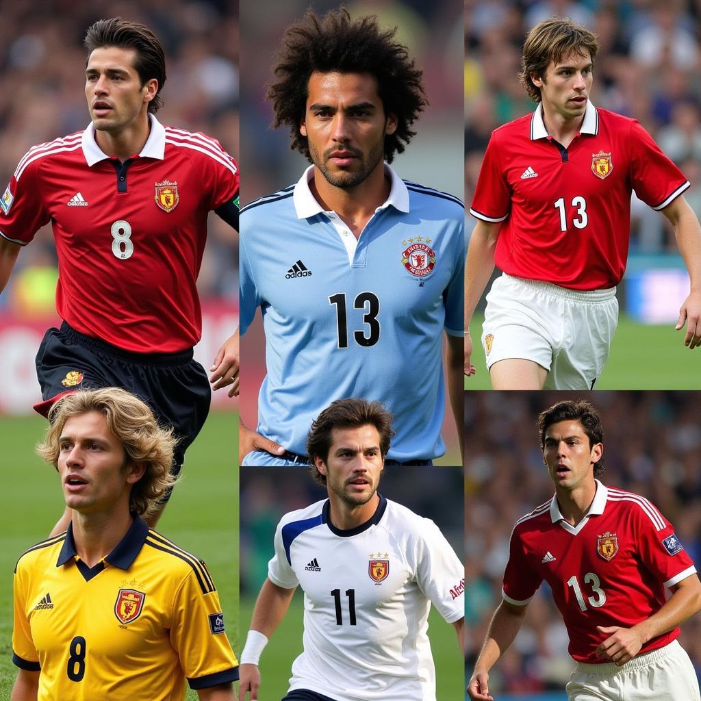 Collage of famous footballers who wore number 13