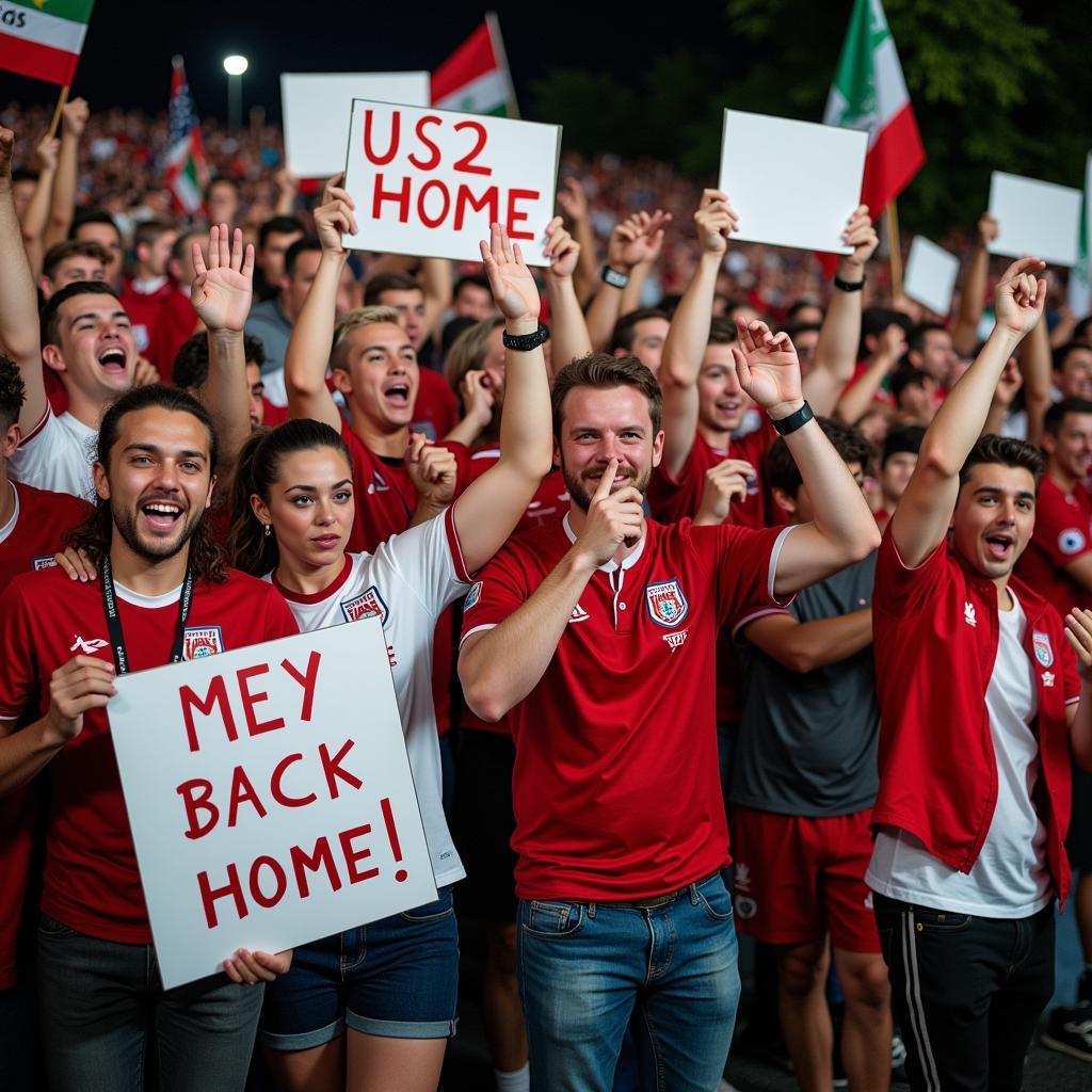 Excited Fans Welcoming the U22 Team