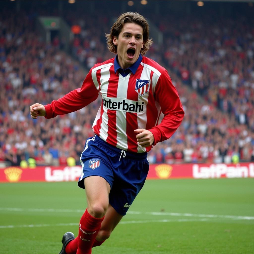 Fernando Torres celebrates a goal during his time at Atletico Madrid