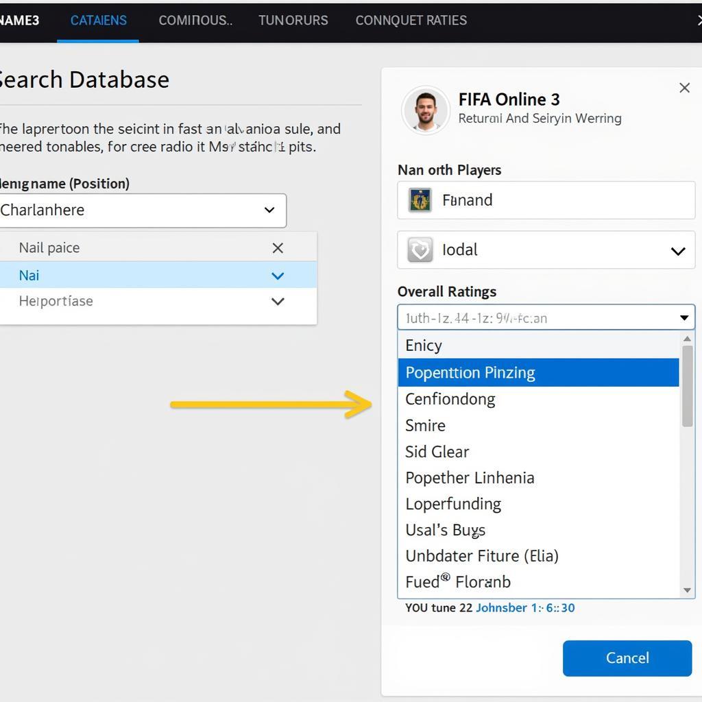 FIFA Online 3 Player Database Screenshot