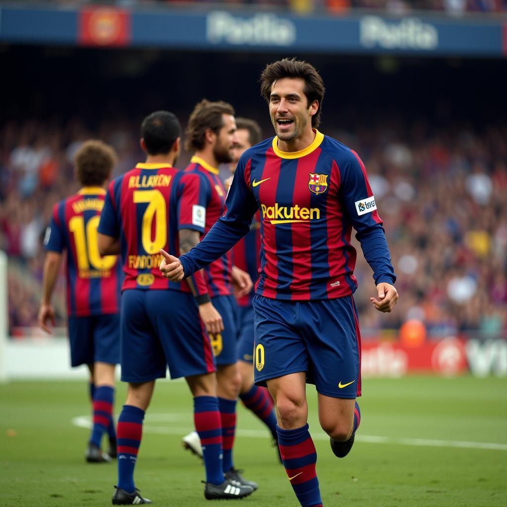 Luis Figo playing for FC Barcelona