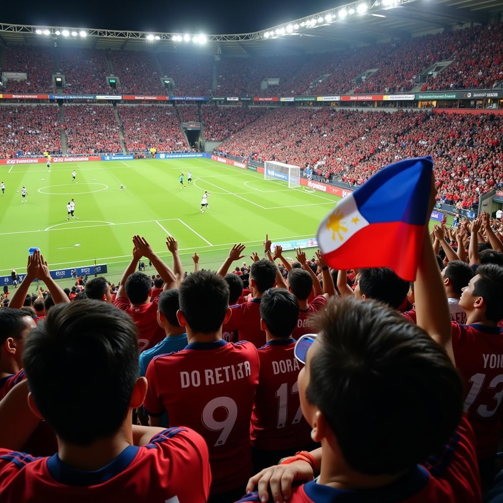 Filipino Fans Watching a Football Match