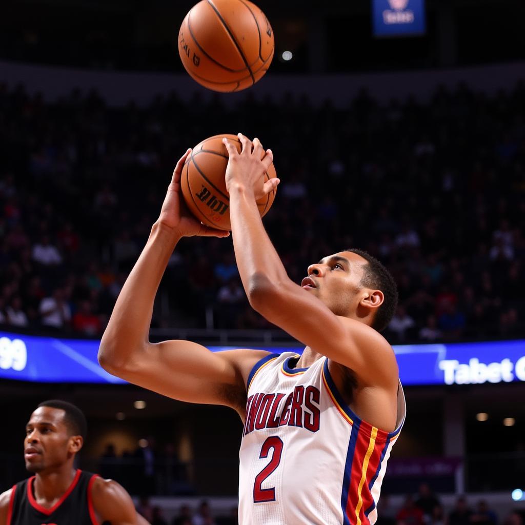 Jordan Clarkson, a Filipino-American NBA player, in action.