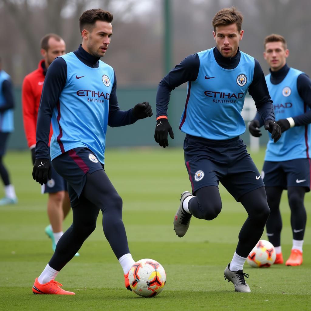 Foden and Haaland Practicing Passing Drills