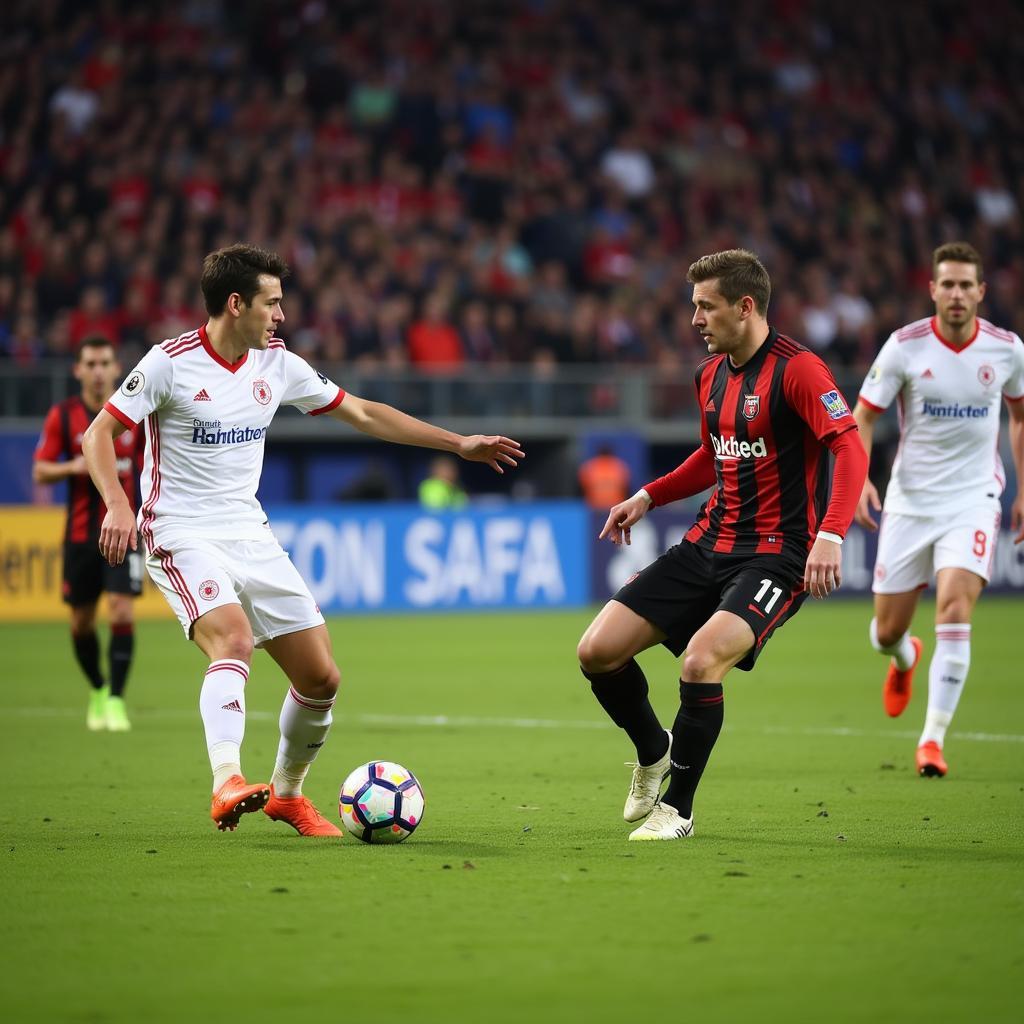 Football Artistry in Action: A footballer executing a perfectly timed pass, showcasing tactical awareness and precision.