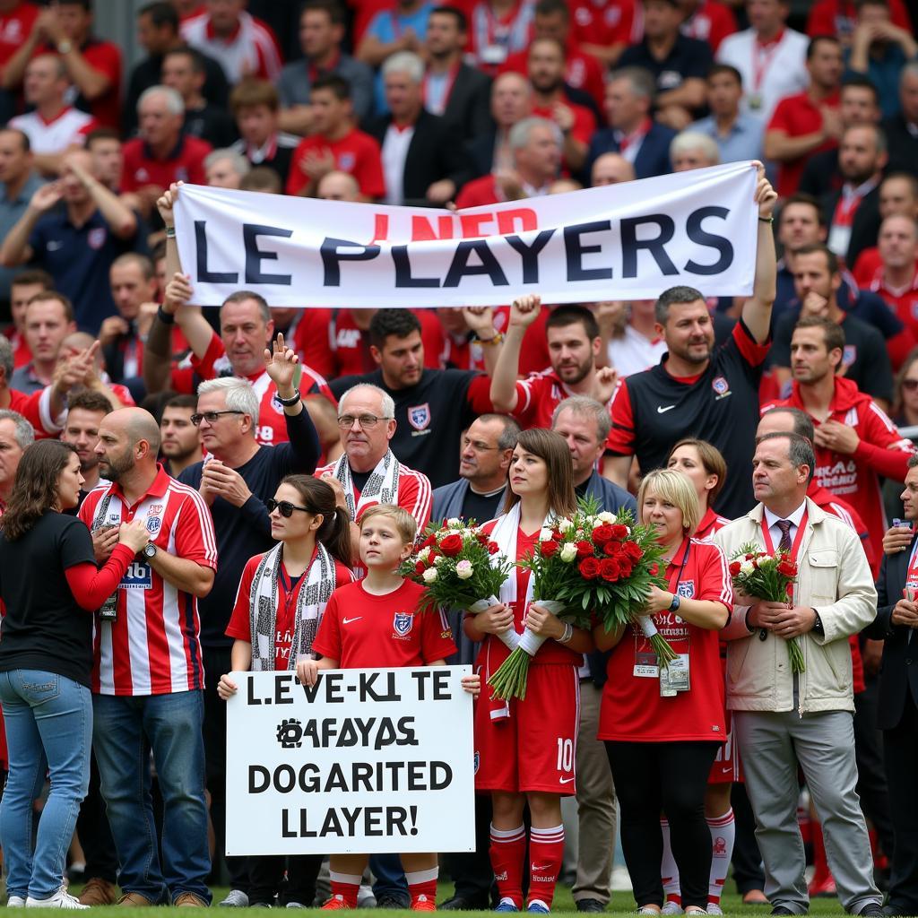 Football fans mourning the loss of a player