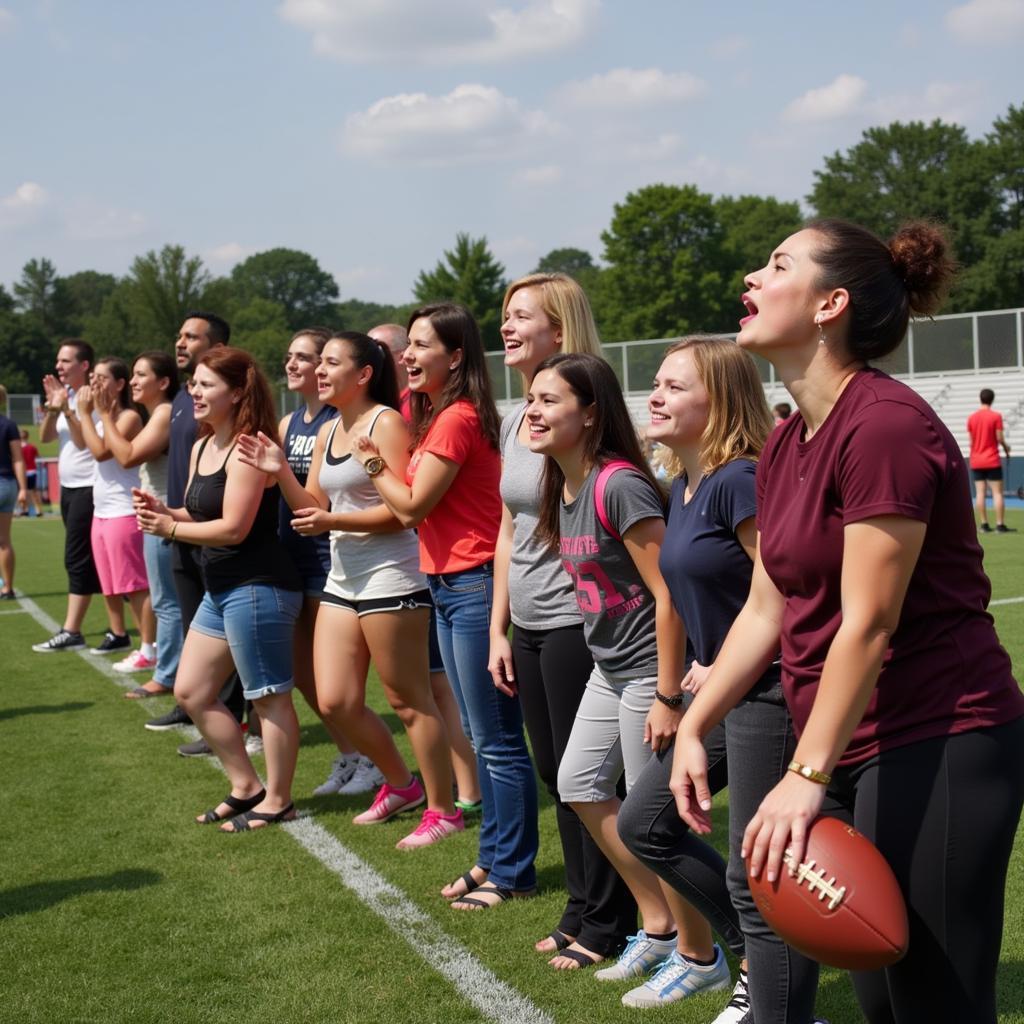 Football Moms Supporting Their Children