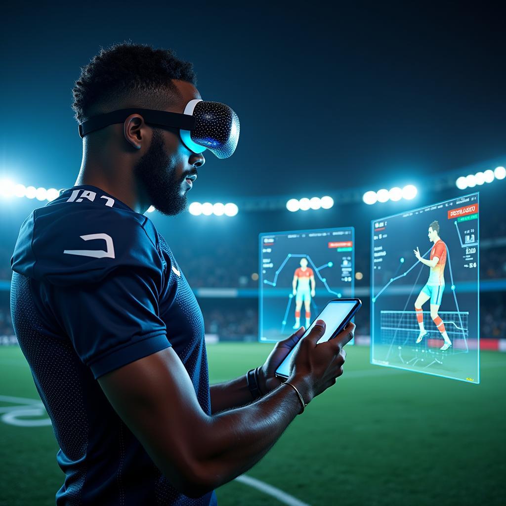 Football Player Utilizing Technology