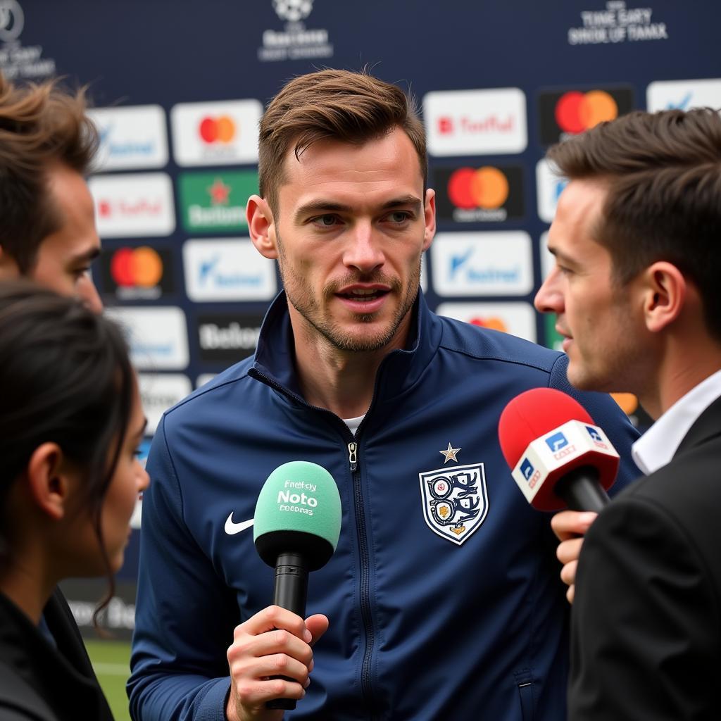 Football Player Giving an Interview in English