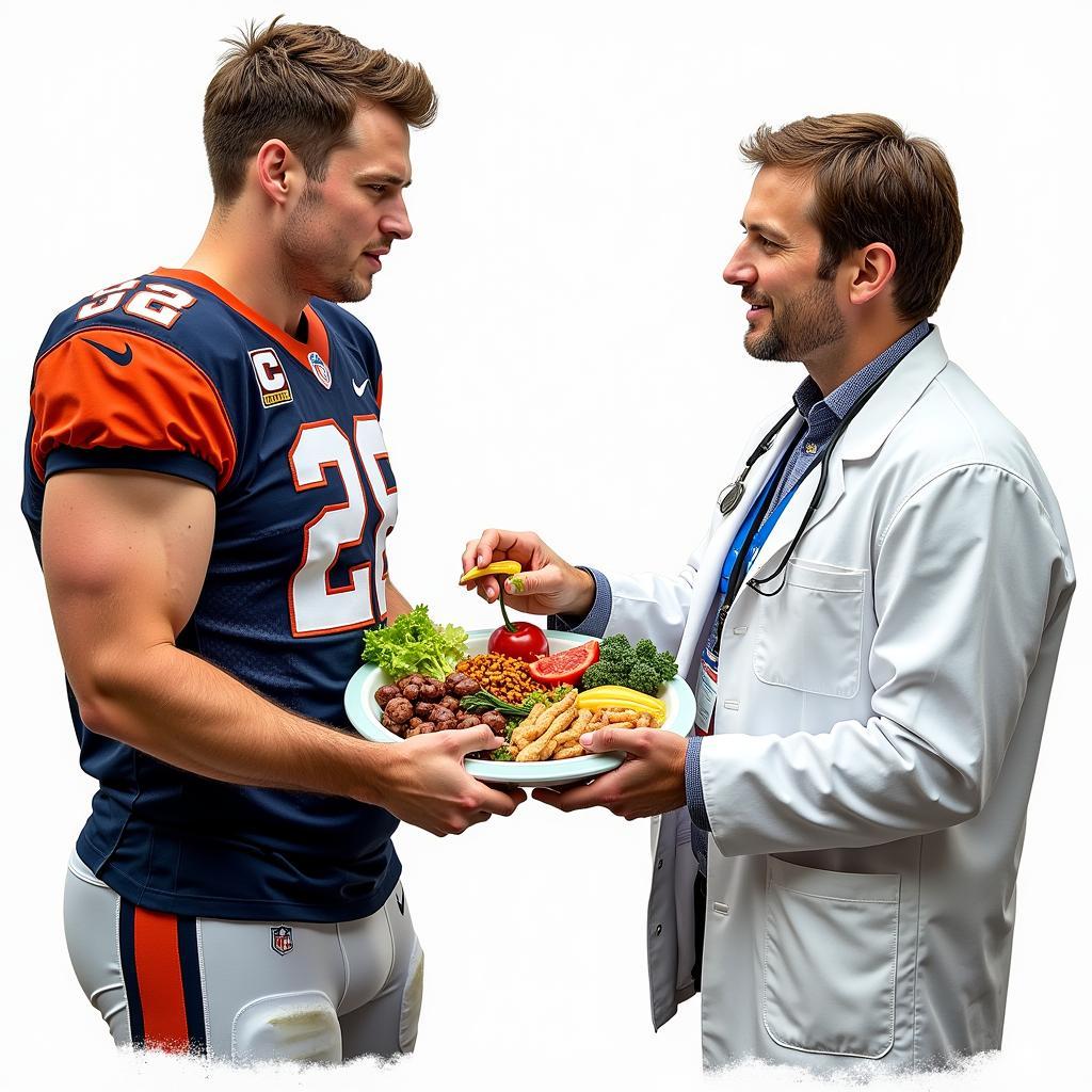 Football player consulting with a nutritionist