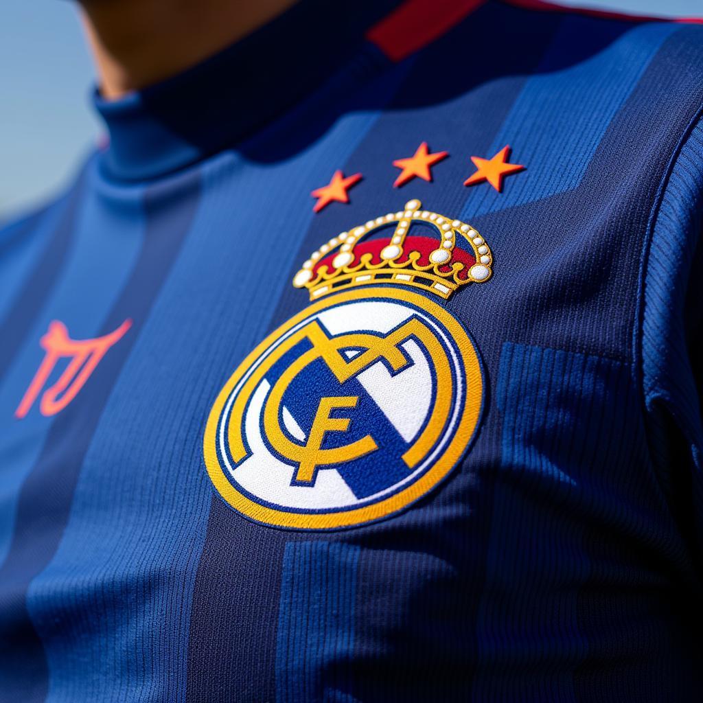 Close-up of a football player's shirt, highlighting the details and textures.