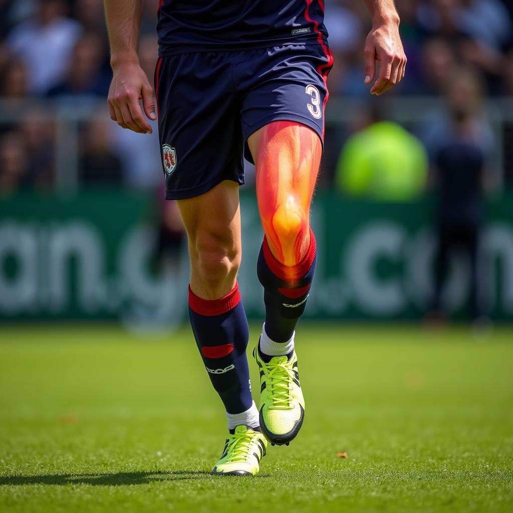 Footballer Demonstrating Calf Muscle Power