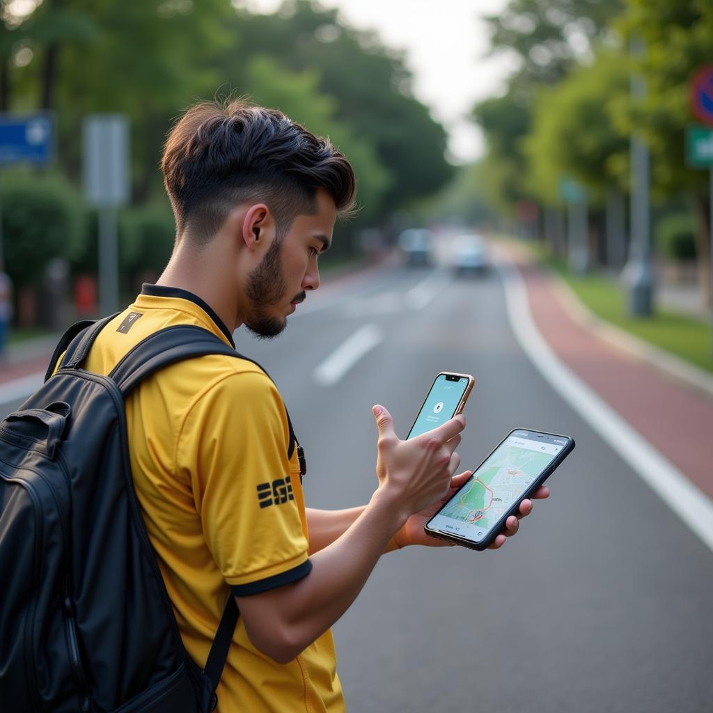 Footballer Exploring Thu Thiem Using Map