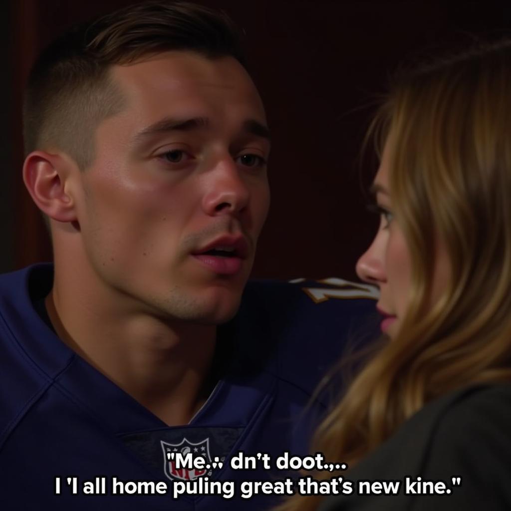 Footballer in a scene from a film portraying a gay character