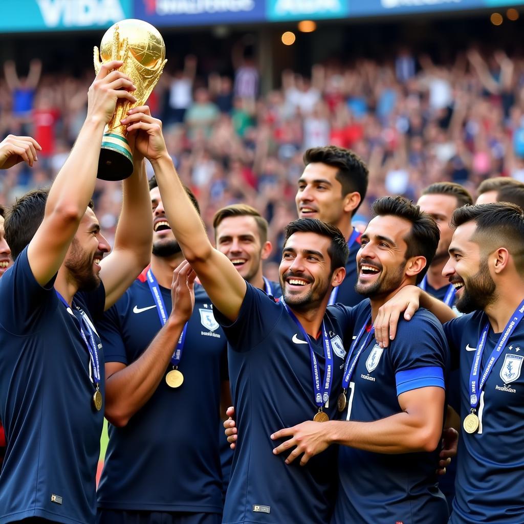 French national team celebrating their World Cup 2018 victory