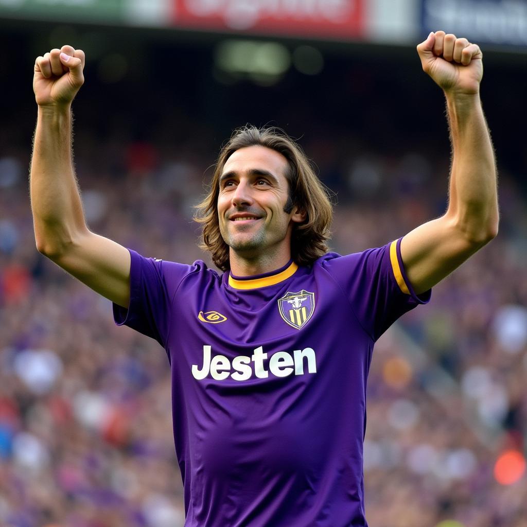 Gabriel Batistuta celebrating a goal for Fiorentina in Serie A