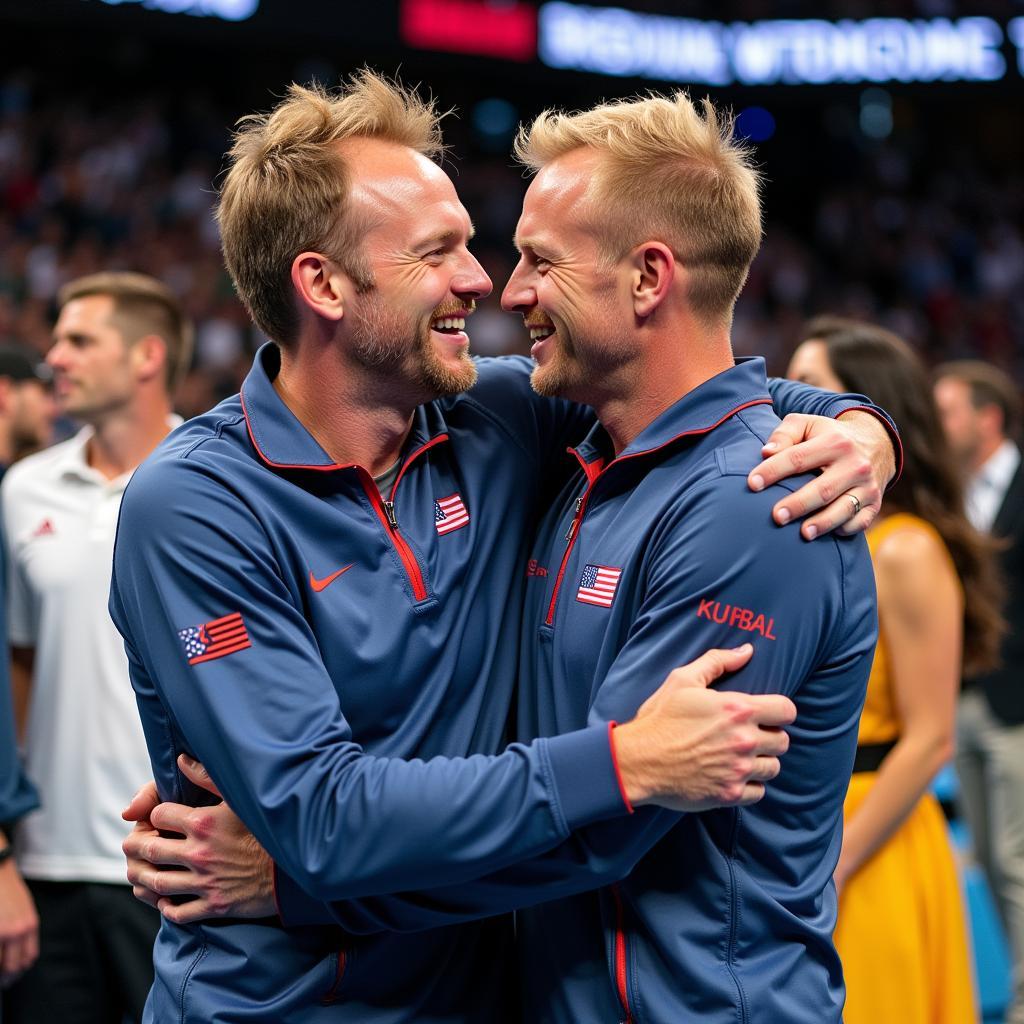 Geir and Erling Haaland celebrating a victory, showcasing their close bond and shared passion for football.