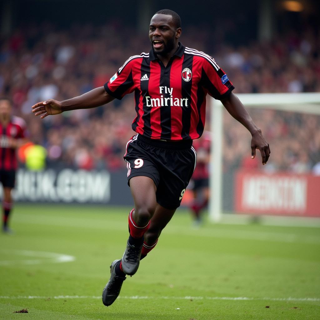 George Weah celebrating a goal for AC Milan