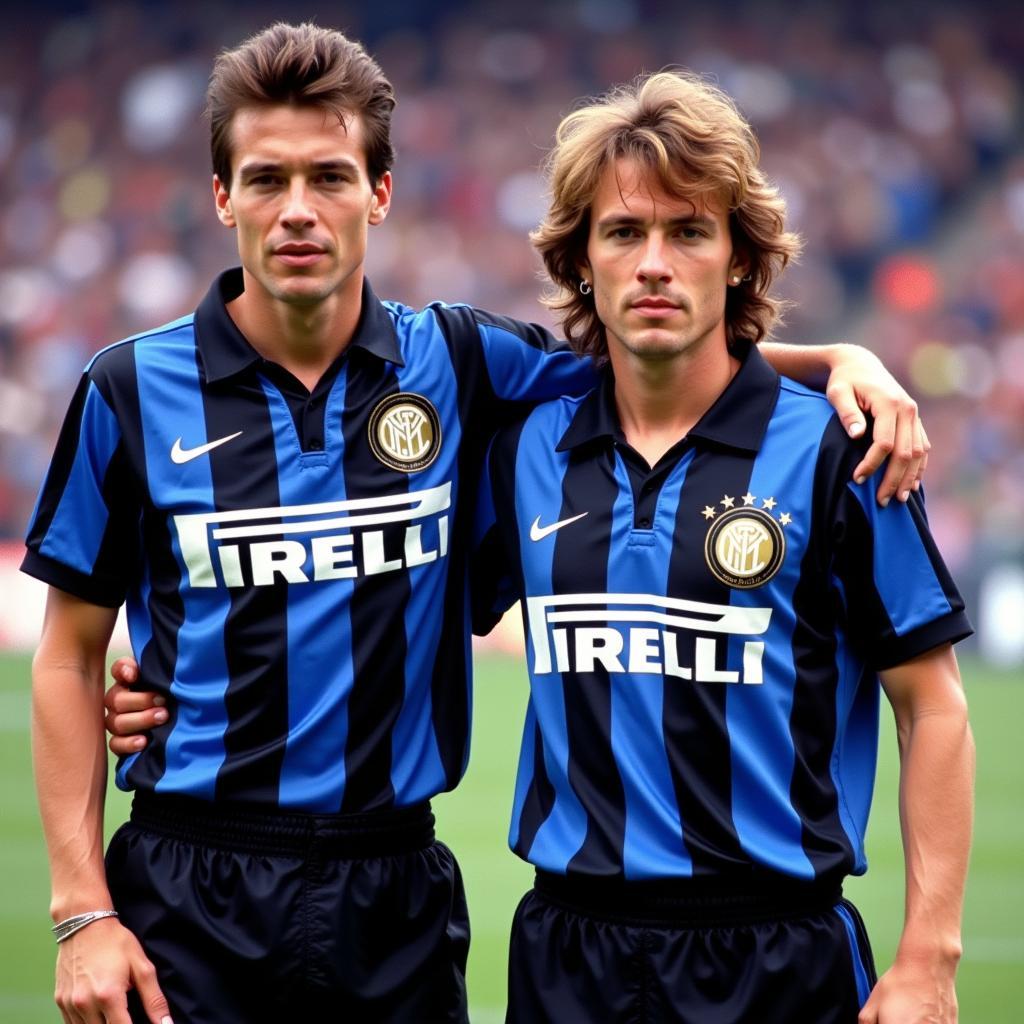 Andreas Brehme and Lothar Matthäus in Inter Milan Jerseys