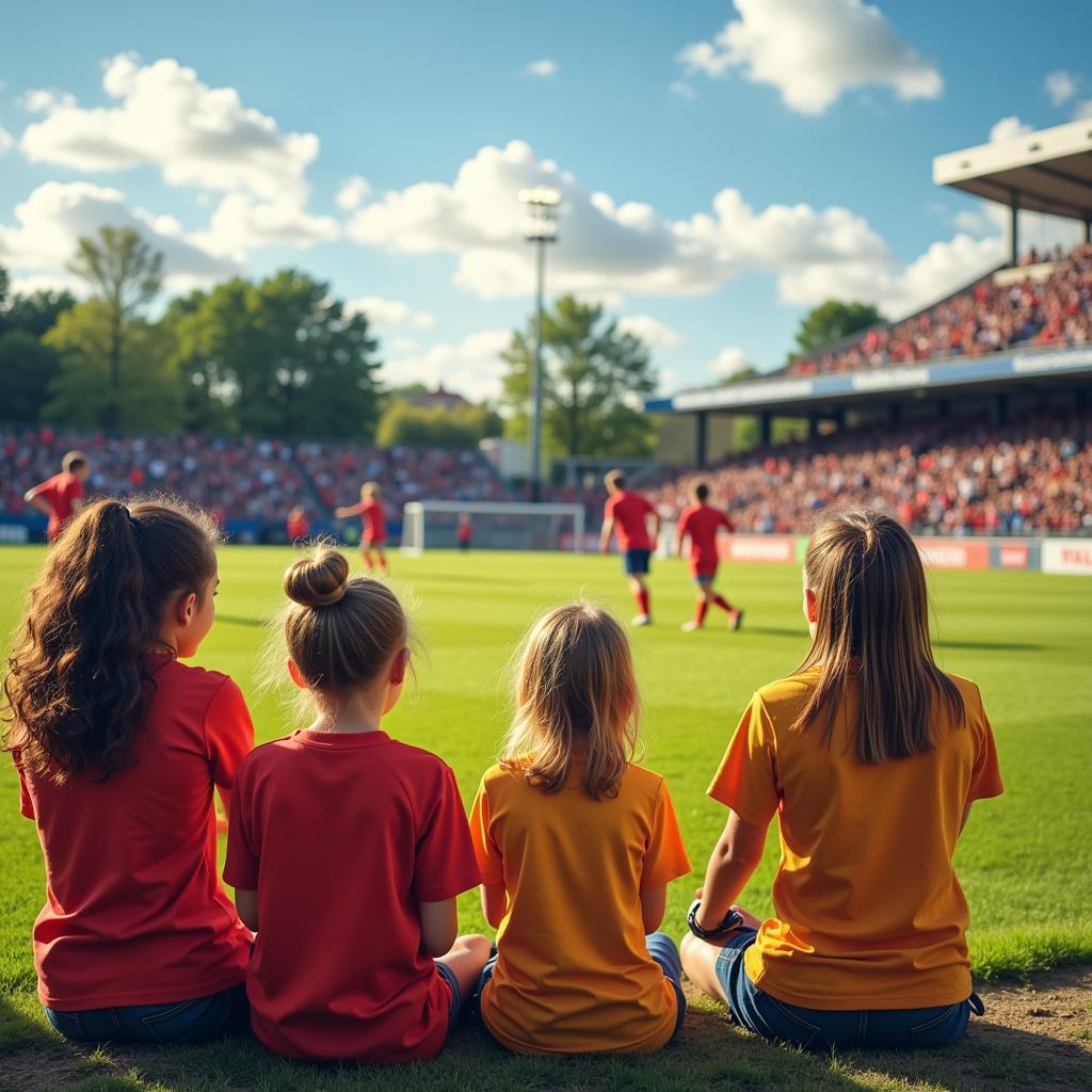 Girls Admiring Football Players on the Field