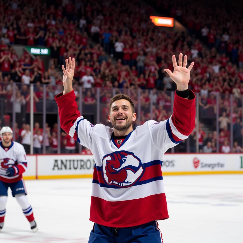 Haaland acknowledging the fans in the stadium