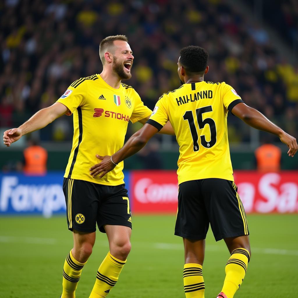 Erling Haaland and Manuel Akanji during their time at Borussia Dortmund.