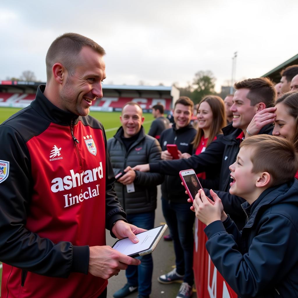 Haaland greeting Ashton United fans